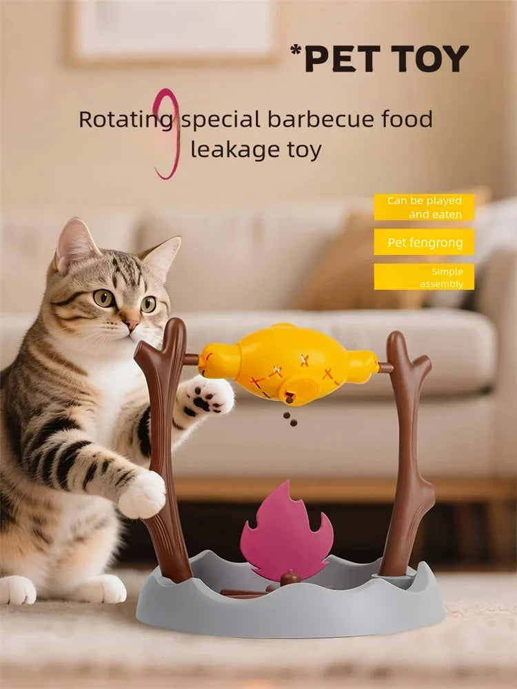 360° Rotating Chicken Leg Slow Feeder Cat Enrichment Toy
