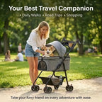 Pet Stroller Dog Stroller with Light Barrier, 2-In-1 Pet Folding Stroller, 4-Wheel Dog/Cat Puppy Stroller, Removable Travel Carrier for Small/Medium Pet Black