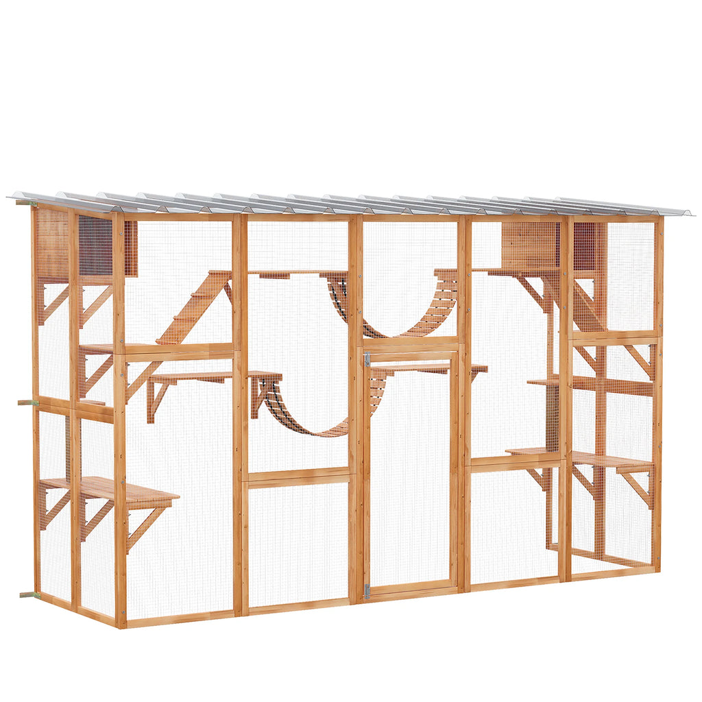 Outdoor Catio Window Box with Shelves, Bridges & Ramps (Orange)