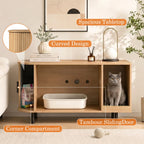 Sliding-Door Wooden Cat Litter Box End Table with Drawer