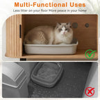 Sliding-Door Wooden Cat Litter Box End Table with Drawer