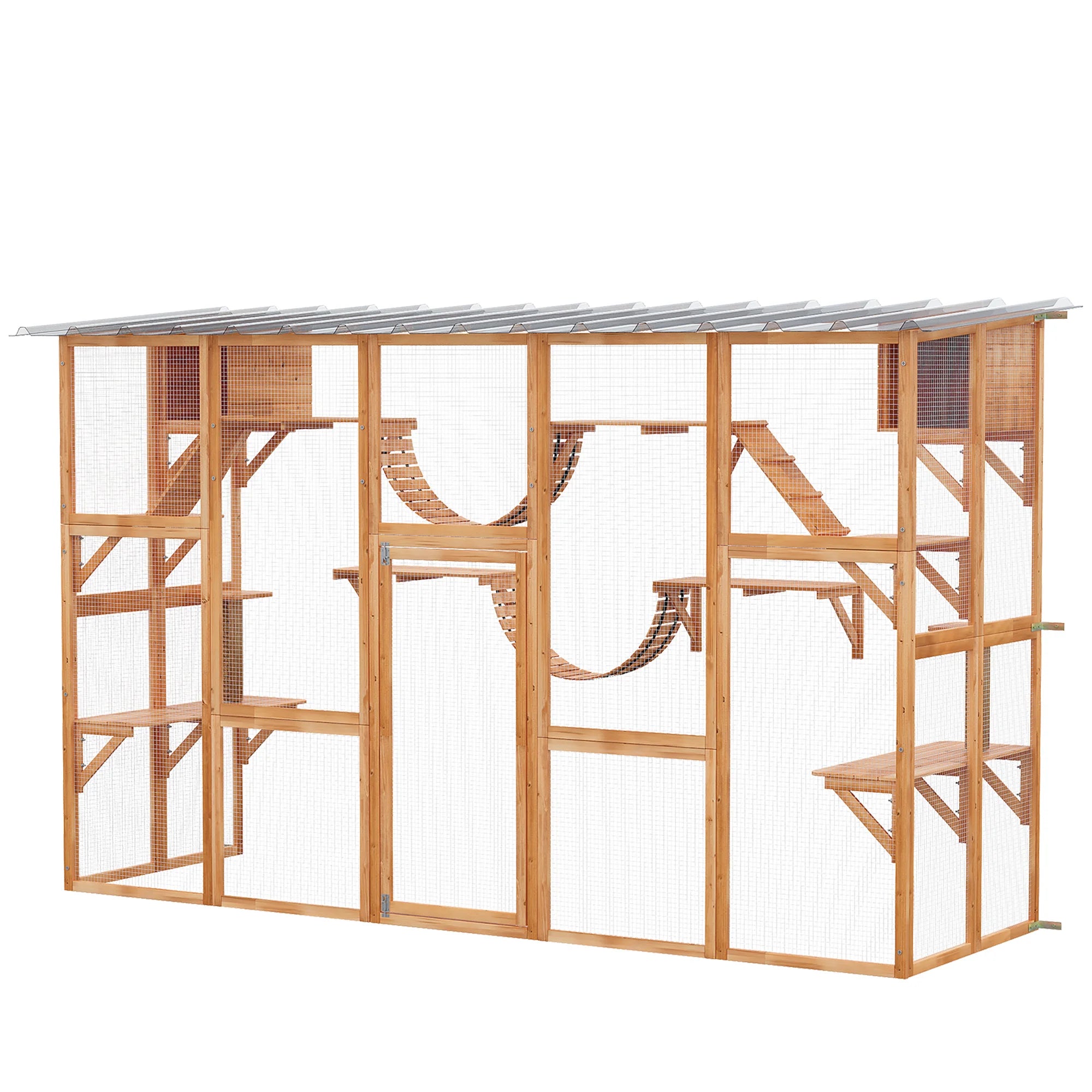 Outdoor Catio Window Box with Shelves, Bridges & Ramps (Orange)