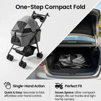 Pet Stroller Dog Stroller with Light Barrier, 2-In-1 Pet Folding Stroller, 4-Wheel Dog/Cat Puppy Stroller, Removable Travel Carrier for Small/Medium Pet Black