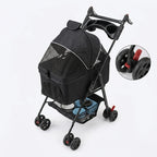 Pet Stroller Dog Stroller with Light Barrier, 2-In-1 Pet Folding Stroller, 4-Wheel Dog/Cat Puppy Stroller, Removable Travel Carrier for Small/Medium Pet Black
