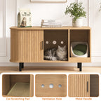 Sliding-Door Wooden Cat Litter Box End Table with Drawer