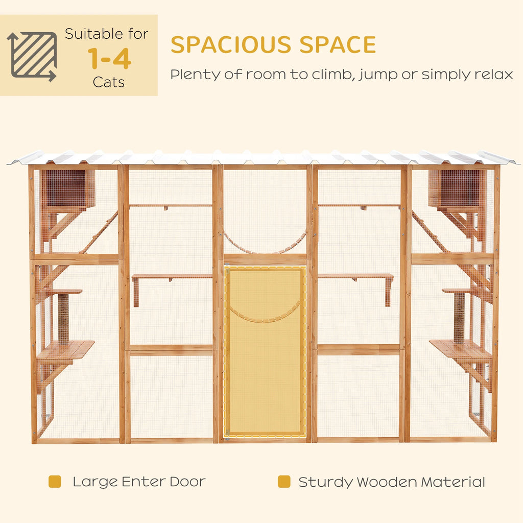 Outdoor Catio Window Box with Shelves, Bridges & Ramps (Orange)