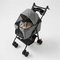 Pet Stroller Dog Stroller with Light Barrier, 2-In-1 Pet Folding Stroller, 4-Wheel Dog/Cat Puppy Stroller, Removable Travel Carrier for Small/Medium Pet Black