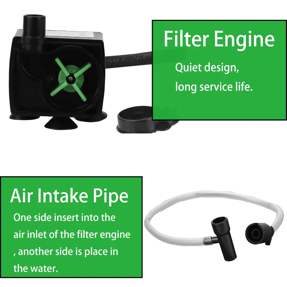 Low Level Water Turtle Tank Filter Aquarium Fish Tank Oxygen Increasing Pump EU Plug Submersible Water Filter Pump