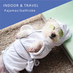 Pet Dog Bathrobe White Super Absorbent Fast Drying Dog Bathing Jacket with Belt for Small Big Dog Puppy Pajamas Sleeping Clothes