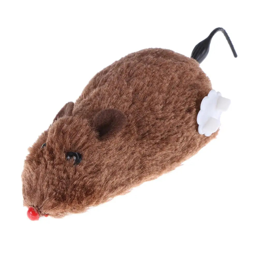 Clockwork Spring-Powered Plush Mouse Cat Toy — Mechanical Wind-Up Interactive Rat Toy for Cats & Dogs
