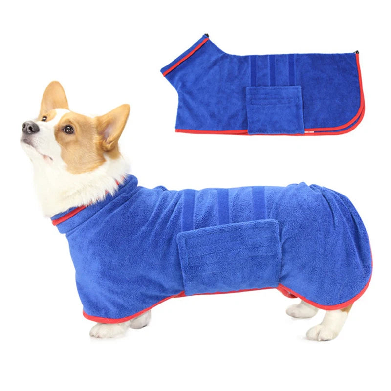 Dog Bathrobe 356g Microfiber Dog Drying Coat Super Absorbent Luxurious Soft Pet Bath Towel Adjustable Warm Dog Bathing Supplies
