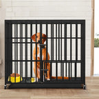 Heavy-Duty 3-Door Metal Dog Crate with Wheels (37"/42"/46")