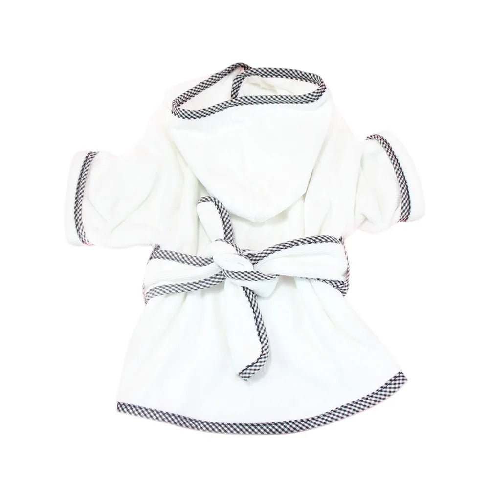 Pet Dog Bathrobe White Super Absorbent Fast Drying Dog Bathing Jacket with Belt for Small Big Dog Puppy Pajamas Sleeping Clothes