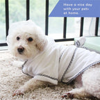 Pet Dog Bathrobe White Super Absorbent Fast Drying Dog Bathing Jacket with Belt for Small Big Dog Puppy Pajamas Sleeping Clothes