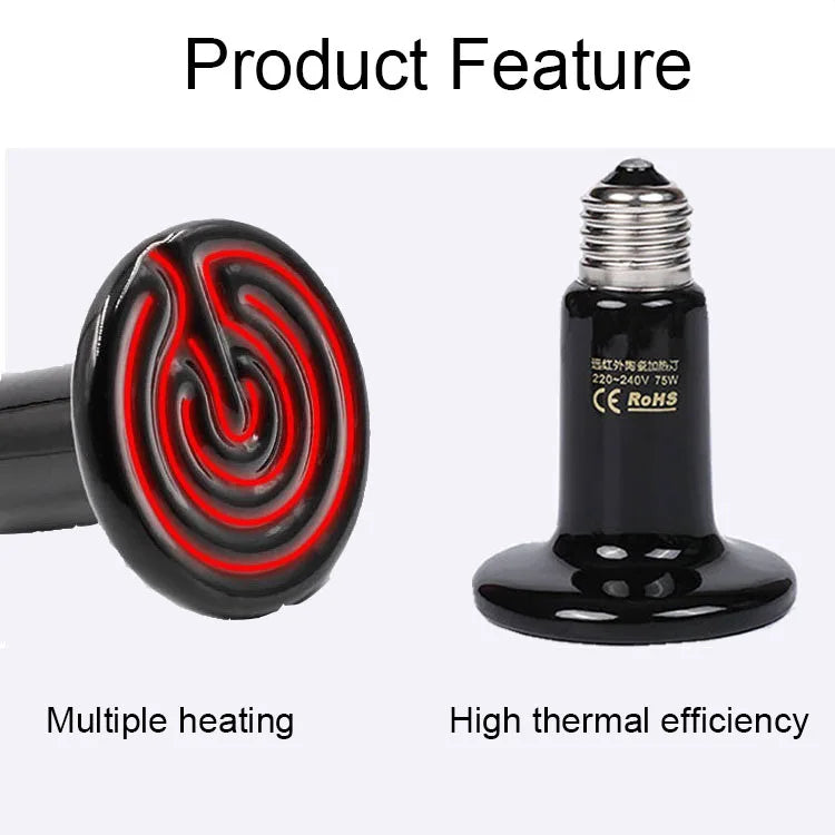 Pet heating lamp for Reptiles E27 220V Ceramic Lamp Ceramic Emitter Heat Lamp Far Infrared lamp 25W 50W 100W 200W Ceramic Heat