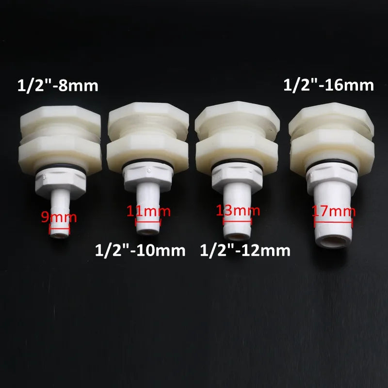 ABS Aquarium Drain Fittings & Connector Set (1/2" & 3/4", 8–16mm, Tank Bucket Adapter)