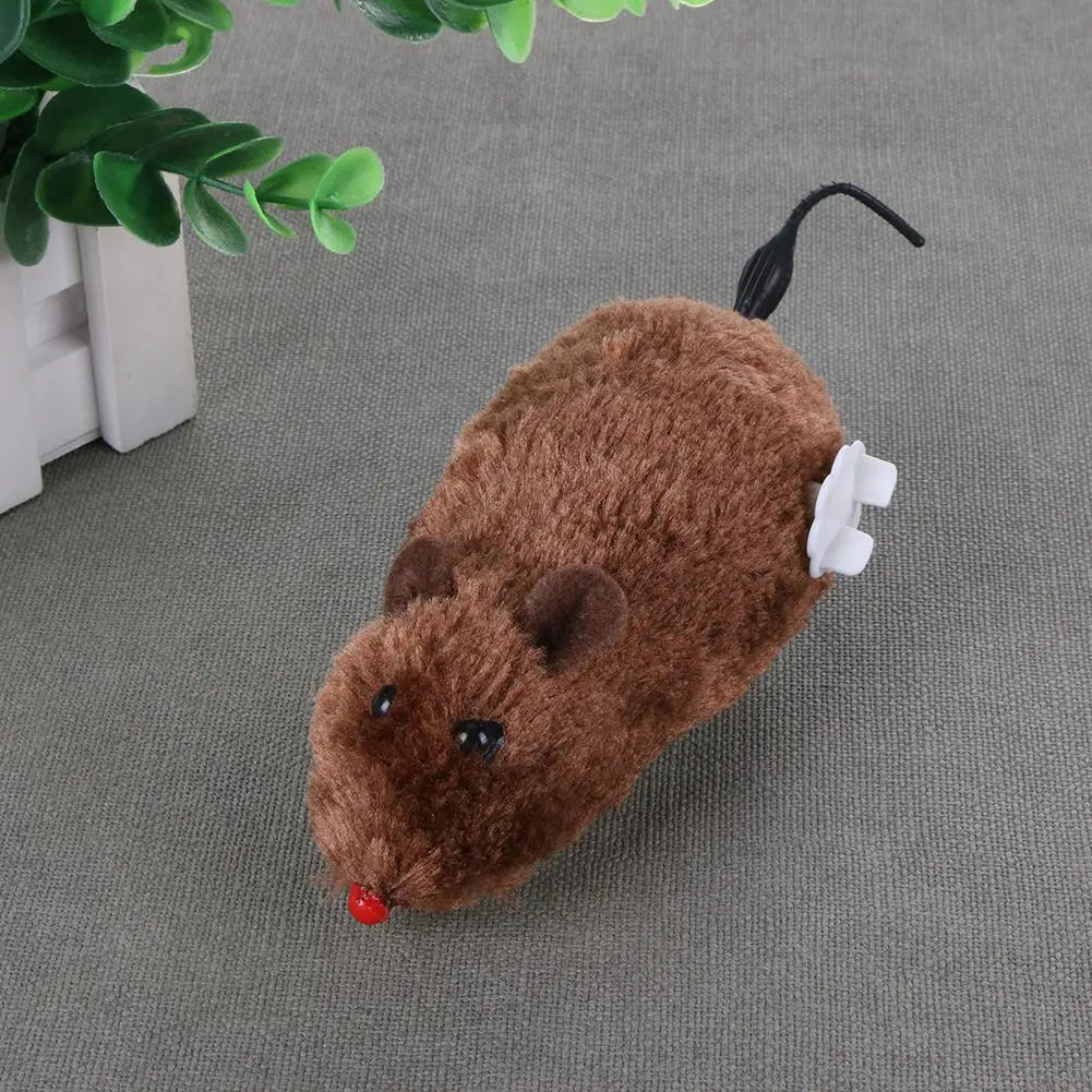Clockwork Spring-Powered Plush Mouse Cat Toy — Mechanical Wind-Up Interactive Rat Toy for Cats & Dogs