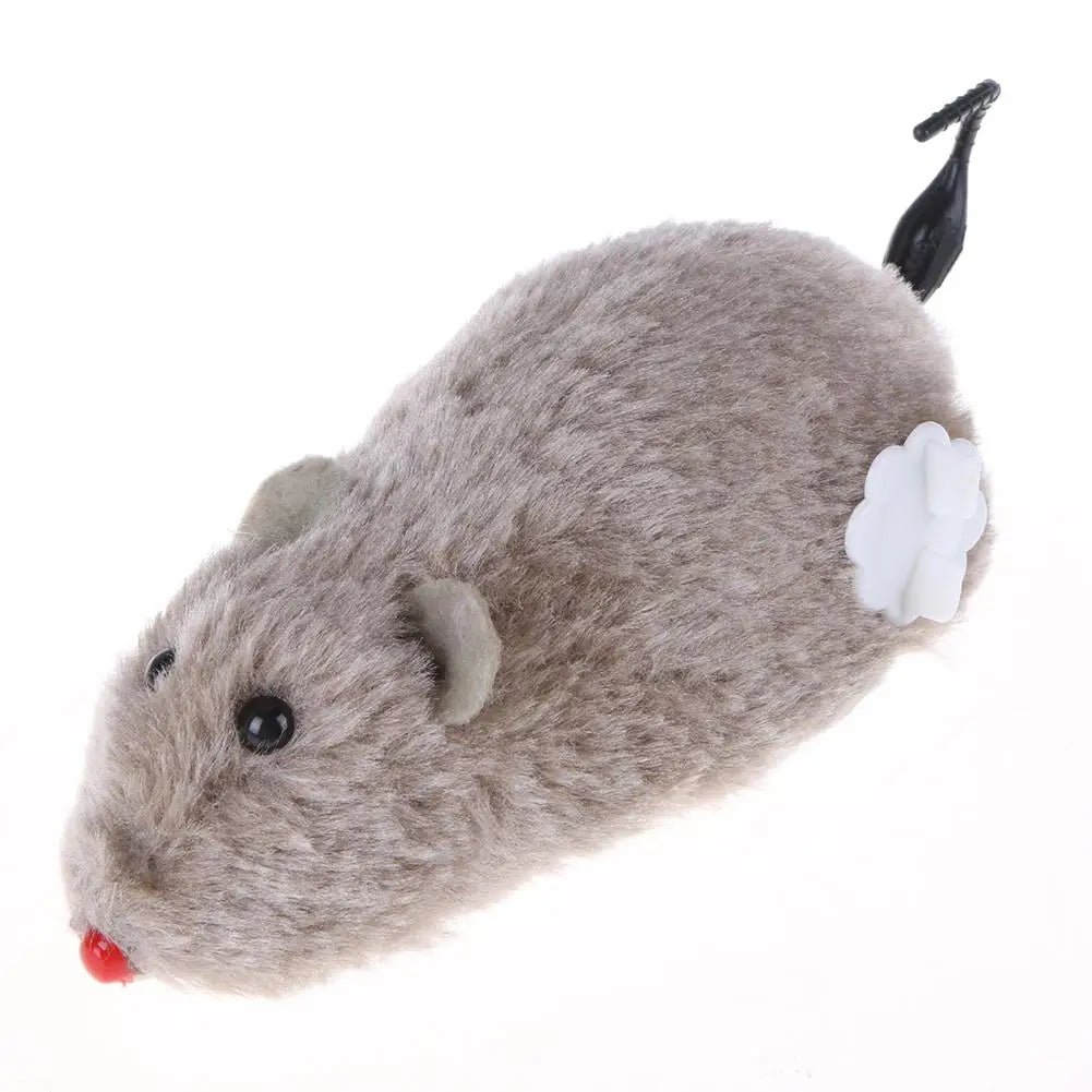 Clockwork Spring-Powered Plush Mouse Cat Toy — Mechanical Wind-Up Interactive Rat Toy for Cats & Dogs
