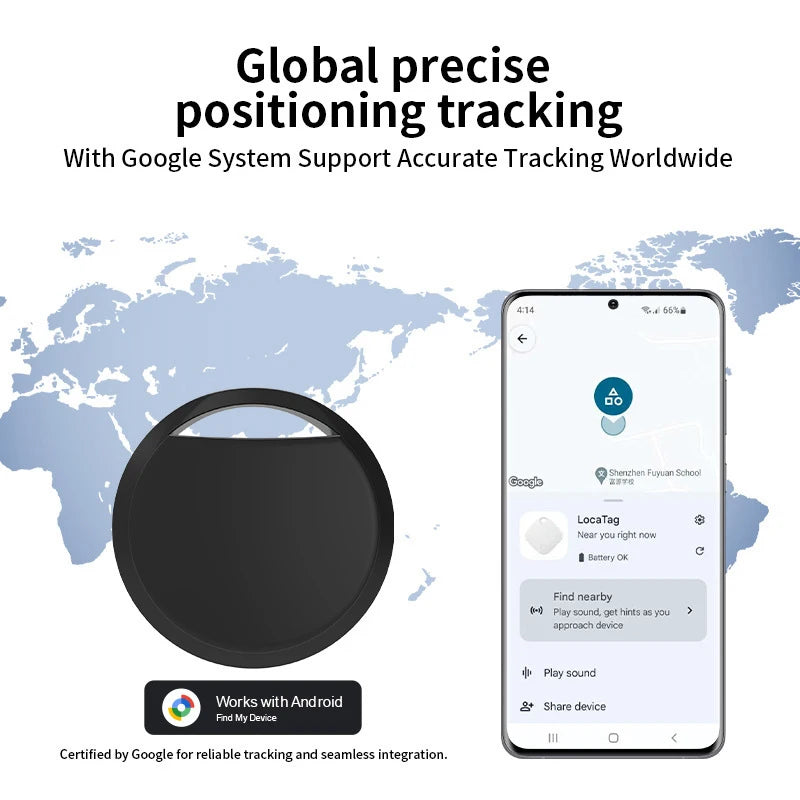 Bluetooth GPS Smart Tag Tracker for Android - Google Find My Compatible for Pets & Keys (Samsung/Xiaomi)