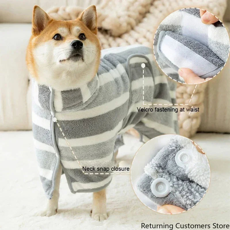 1PC Dog Bathrobe Drying Coat Super Absorbent Bath Robe for Large Dogs Fast Drying Pet Towel for Dogs and Cats Bath Towel