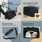 Pet Travel Crate with Wheels (23 Inch, 35lbs Capacity, Telescopic Handle)