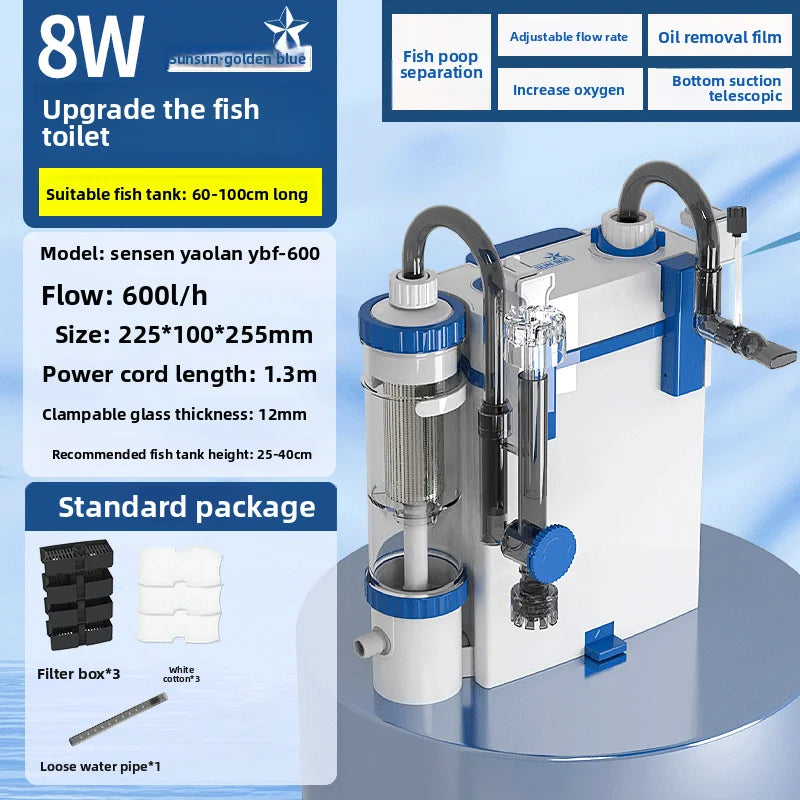 SUNSUN YBF-500 Wall-Mounted Aquarium Filter (3-in-1, Oxygenation, Water Purification Pump)