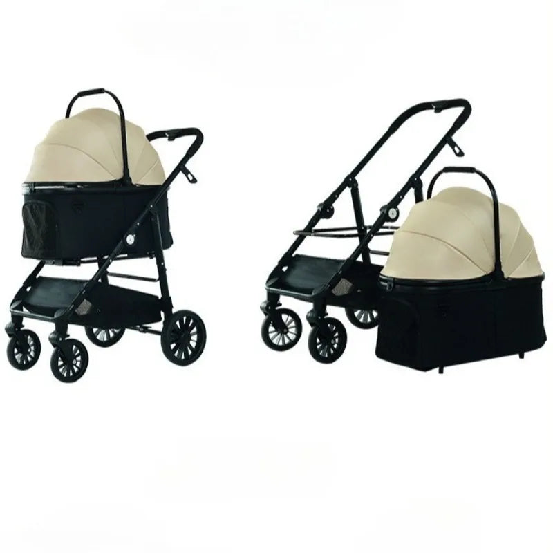 Lightweight Pet Stroller Foldable Outdoor Pet Stroller for Cats and Dogs Detachable Portable Pet Carrier High View Dog Stroller