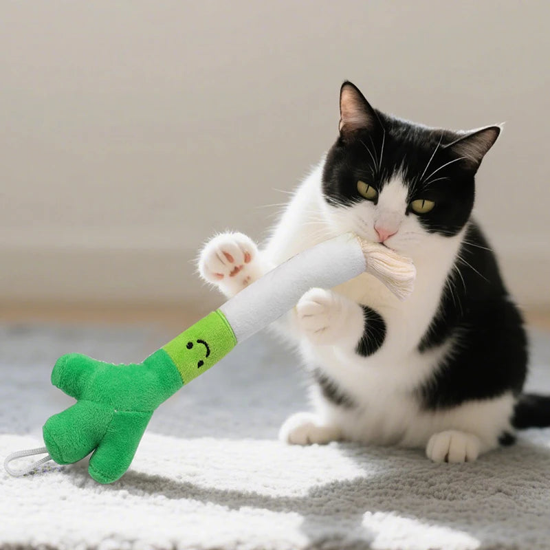 Catnip Onion Plush Cat Wand Toy — Bite-Resistant Washable Bell Chew Toy for Cats
