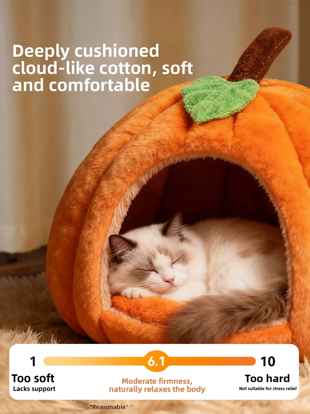 Pumpkin-Shaped Enclosed Winter Pet Bed (Cartoon Design)