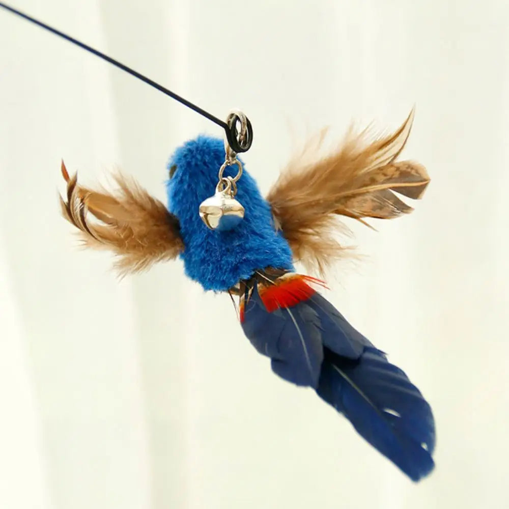 Suction Cup Bird Head Cat Teaser Wand — Plush Simulated Bird Stick Interactive Cat Toy