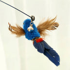 Suction Cup Bird Head Cat Teaser Wand — Plush Simulated Bird Stick Interactive Cat Toy