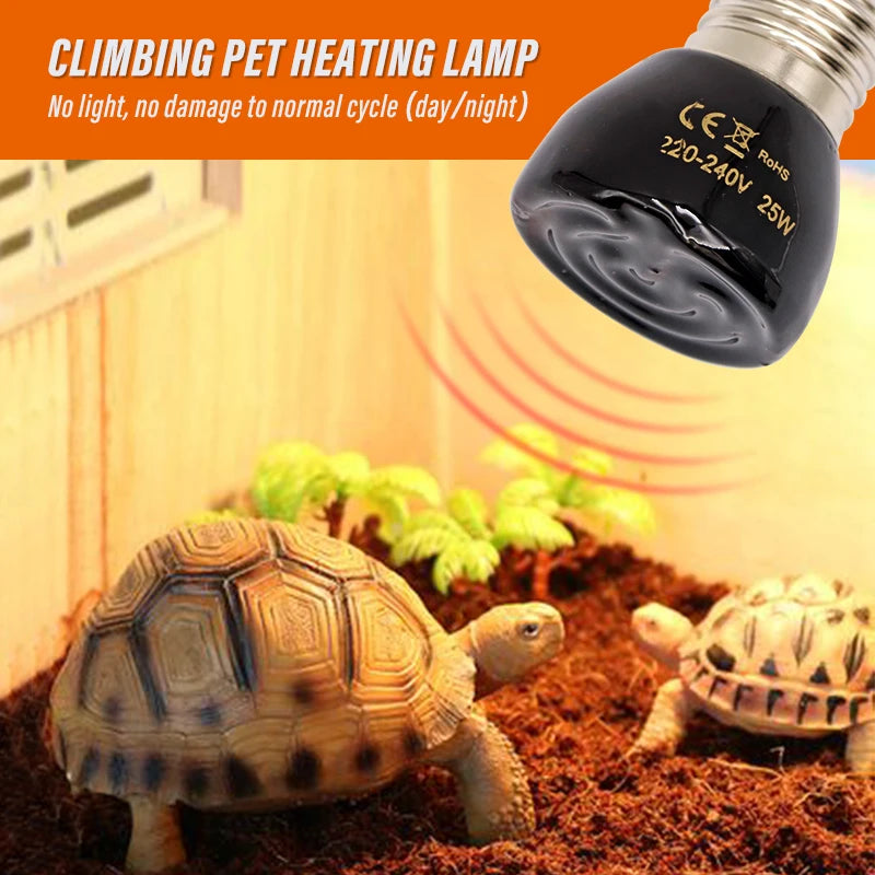 220V Far Infrared Heating Lamp Black Ceramic E27 Pet Warmer Bulb Brooder Chickens Tortoise Lizard Reptile Light 25/50/75/100W
