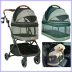 3-in-1 Dog Cat Stroller with Detachable Carrier, Folding Lightweight Portable Travel Pet Gear All-Terrain for 35 lbs