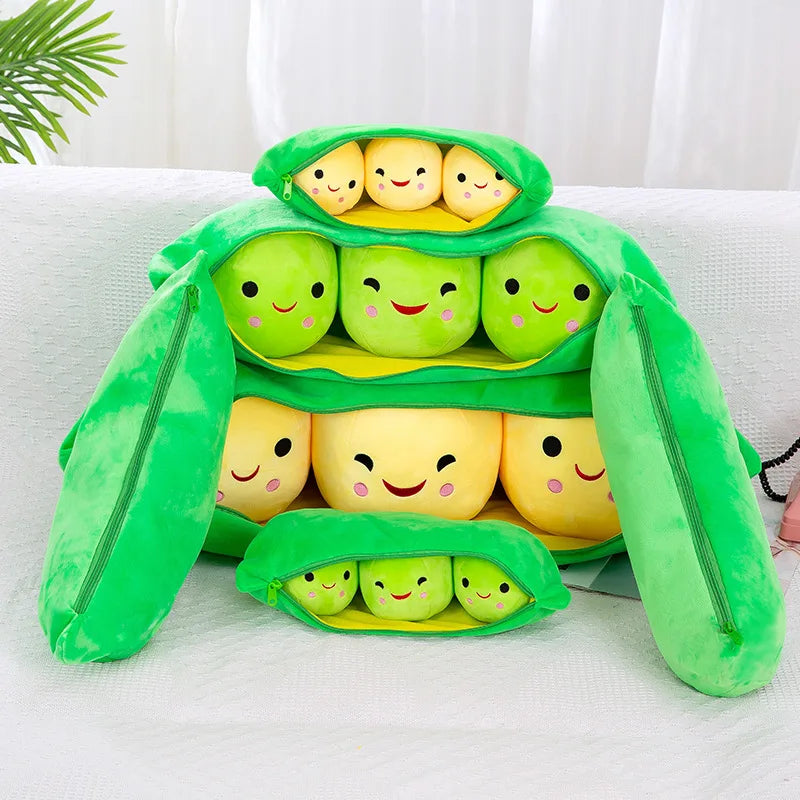 Pea Pod Plush Stuffed Toy — Cute Funny Dutch Bean Doll Birthday Gift & Home Decor