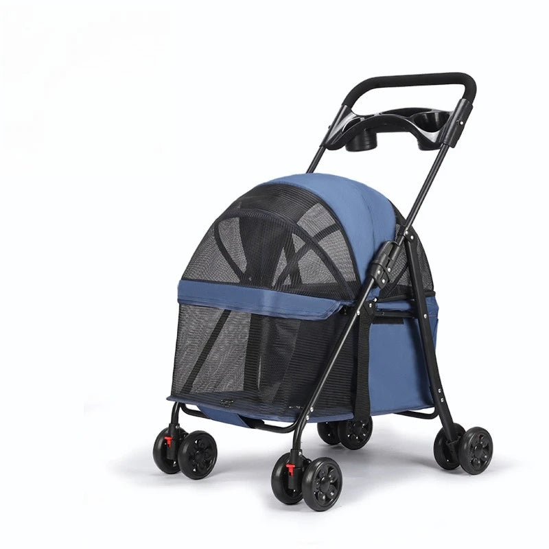 Pet Stroller Cat Dog Small Breeds Lightweight Foldable Outdoor Push Cart Pet Trolley Puppy Stroller Lightweight