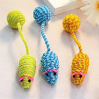 Knitted Mouse Tail Ball Cat Teaser Toy — Rustling Sound Interactive Cat Play Toy
