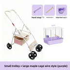 Foldable Lightweight Pet Stroller for Parrots Dogs Cats Outdoor Travel Carrier with Storage Space Portable Pet Transport Cart