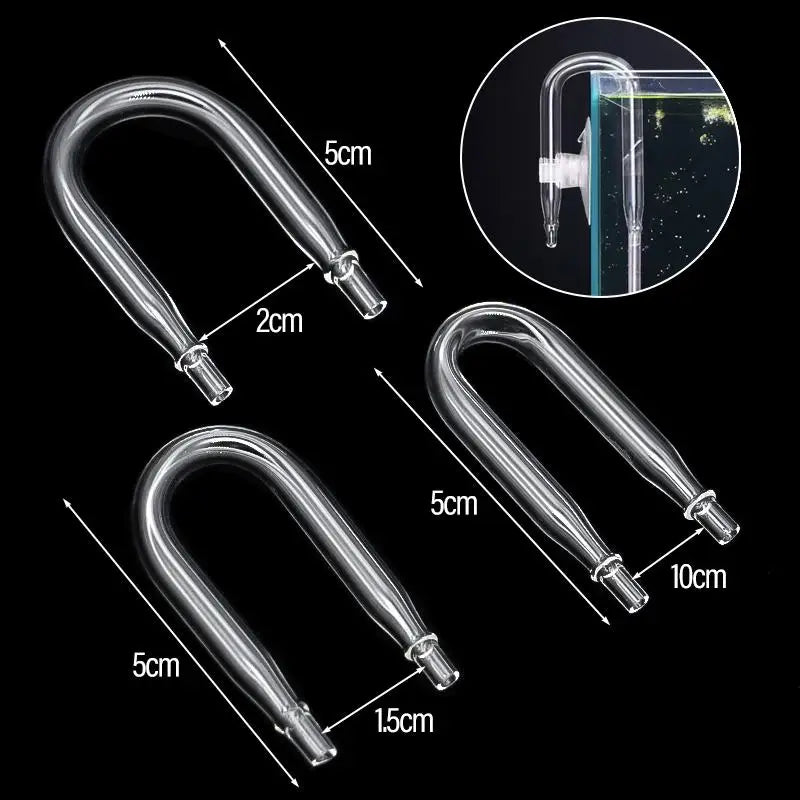 Aquarium U-Shaped Glass CO2 Tube Connector (Air Pipe Check Valve, CO2 Diffuser Accessory)