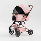 Large Space Shockproof Breathable Pet Stroller Lightweight One Click Folding Travel Cart For Small Medium Dogs Cats Outdoor Trip