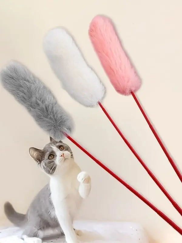 Feather & Bell Cat Teaser Stick with Collar — Self-Play Interactive Wand for Kittens & Cats
