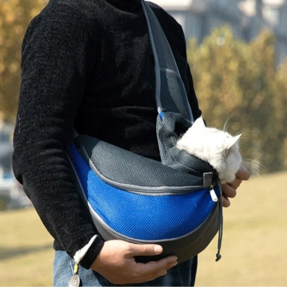 Hands-Free Puppy Carrier Backpack Breathable Crossbody Bag Travel Shoulder Bag Multi-size Oxford Cloth Mesh Sling Bag