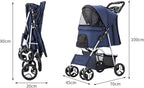 4-Wheel Pet Jogger Stroller with Cup Holder & Storage Basket - Travel Pushchair for Small & Medium Dogs & Cats