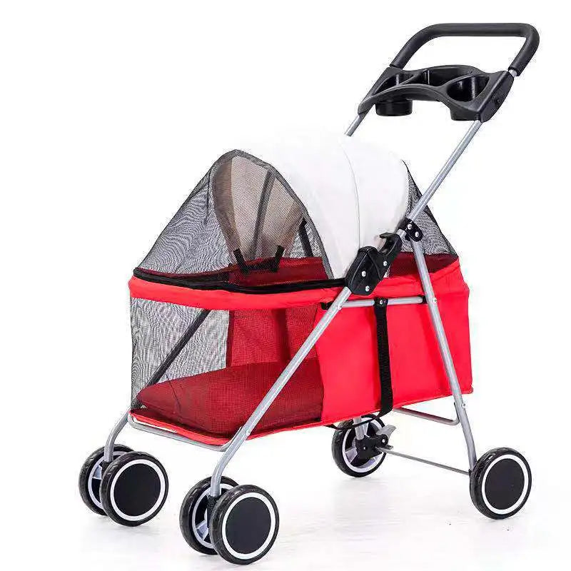 Portable Foldable Outdoor Pet Stroller Lightweight Small Dogs Cats Rabbits Pet Stroller Pet Stoller Stroller for Dog Dog Trolley