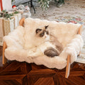Raised Solid Wood Pet Couch Bed for Cats & Small Dogs (27.2in)