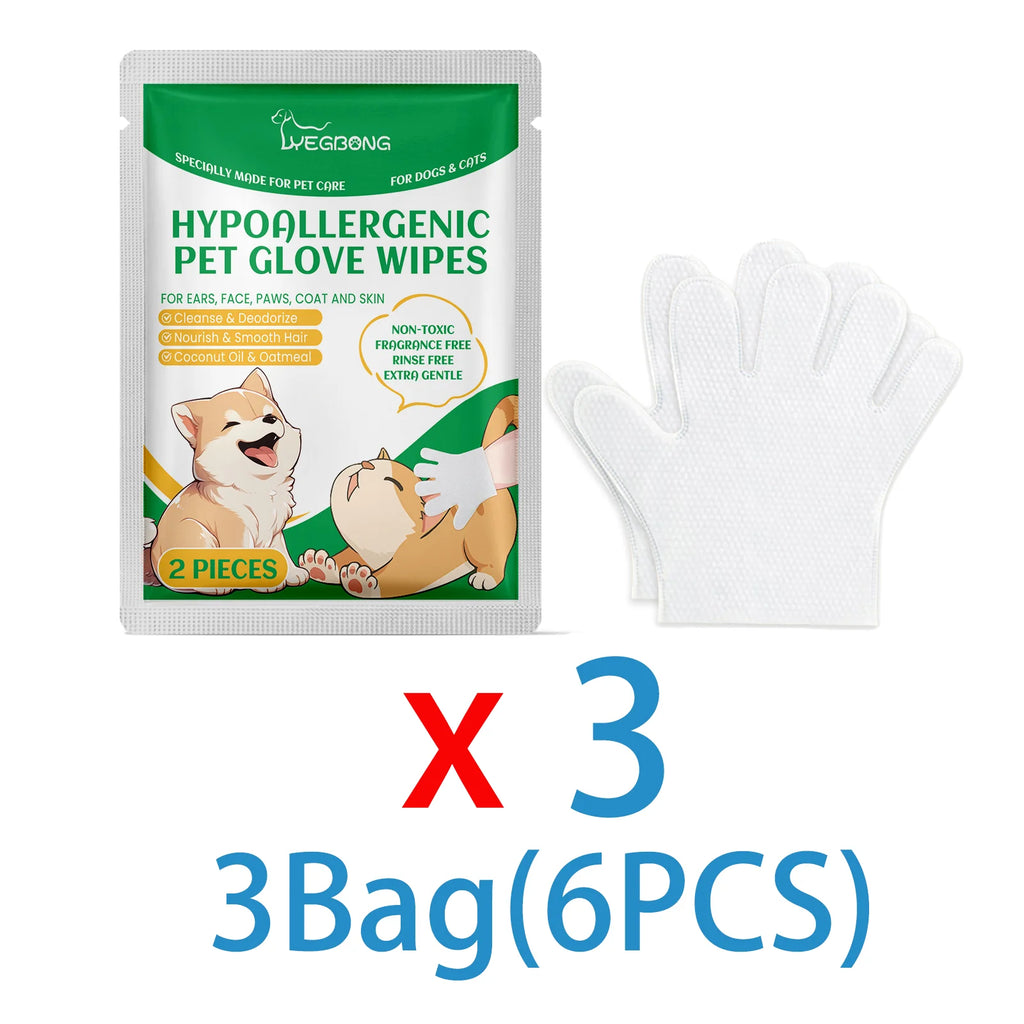Disposable Pet Cleaning Gloves for Dogs and Cats with Coconut Oil and Glycerin Wipe Down Between Baths No Water Needed Drying