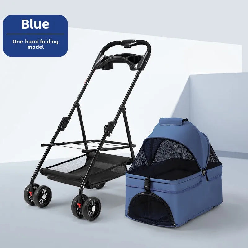 3-in-1 Folding Dog Stroller Pet Stroller 4 Wheel Foldable Pet Stroller with Detachable Carrier Storage for Small Dogs Cats