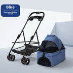 3-in-1 Folding Dog Stroller Pet Stroller 4 Wheel Foldable Pet Stroller with Detachable Carrier Storage for Small Dogs Cats