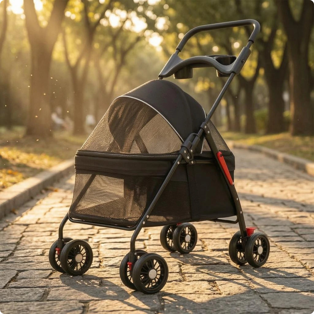 Foldable Pet Stroller Lightweight Feline and Dog Stroller Compact Ventilated for Cats, Outdoor Walking, Travel
