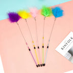 Gradient Feather Cat Teaser Wand Toy — Colorful Interactive Rod Stick for Cats (1–50 Pack)