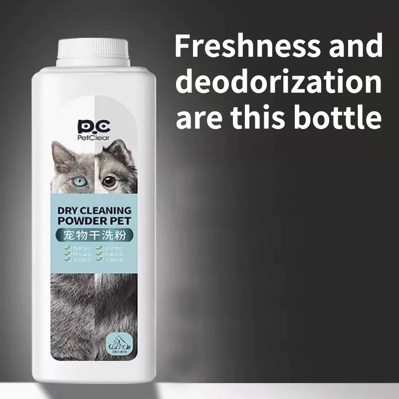 PETCLEAR 500g Pet Dry Shampoo Cleaning Powder Dog Cat Waterless Bath Powder Dog Odor Deodorizer Plant-Based Pet Cleaning Powder